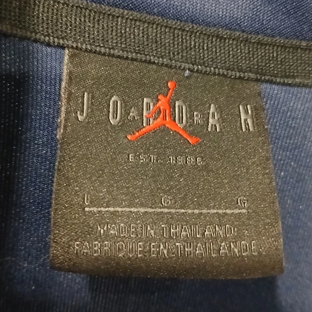 Jordan‎ Mens sz Lg Track Jacket Full Zip Navy Blue White Pitts Logo Athletic